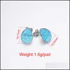 Stud Waterdrop roestvrijstalen stedenhars druzy drusy oorbellen handgemaakt voor vrouwelijke sieraden mannen drop levering 2021 dhseller2010 dhwz3