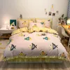 Set di biancheria da letto in cotone lavato pizzo coreano 4 pezzi lenzuolo principessa fresco e spazzolato copripiumino kit gonna letto biancheria da letto per bambini stampata in cartone animato 220908