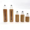 Natuurlijke Bamboe Hervulbare Lege Essentiële Olie Fles Essentiële Oliën Diffusers Geur Stalen Roller Ball Fles TravelLT014