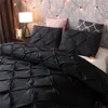 Set di biancheria da letto Luxury Pinch Pleat Set di piumini neri Copripiumino in lino Queen King Size vestiti 220908