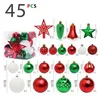 Décorations de Noël 45pcs Boules Ornements Arbre Rouge Blanc Or Noir Glitter Star Topper Pendentifs Suspendus Ensemble Pour La Décoration Intérieure 220908