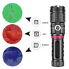 XHP160 LED LASHLIGHT 16-rdzeniowe 4 kolory Wysokiej jakości USB do ładowania zasilania 500000 Lumen 18650 Aluminiowa Zoom Lantern J220713