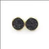 Stud Round Gold Plated 12Mm Resin Druzy Drusy Earrings Handmade Stud For Women Jewelry Men Drop Delivery 2021 Dhseller2010 Dhaqh