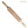 Christmas Decorations Wooden Printing Rolling Pin Carving Embossed Cookie Dough Crafts Merry Decor For Home