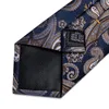 Papillon Luxury Blue Gold Paisley Cravatta da uomo Business Wedding Collo formale per uomo Regalo Cravate Fazzoletto di seta Gemelli DiBanGu