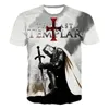 T-shirts pour hommes Knight Templar 3DT Shirt T-shirt décontracté à manches courtes pour hommes Street Wear Harajuku Top