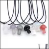 Pendant Necklaces Natural Stone Glass Pendant Mushroom Crystal Necklace Amethyst Quartz Chakra Pendo Healing Jewelry D Dhseller2010 Dhsgr