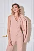 Blush Pink Elegant Women Pants Suits 3 Pieces Slim Fit Prom Evening Party Wear Celebrity Mother of the Bride Suit