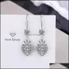 Charm S925 Stamp Sier Earrings Heart Crown Charms Blue Pink White Zircon Earring Jewelry Shiny Crystal Tassel Hoops Pier DHSeller2010 DHK9E