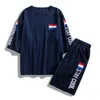 Men's Tracksuits M-9xl Summer Sports Sportsuit de duas peças Camisetas Tee com calças Shoprt Tracksuitmen Plus Tamanho Lazer