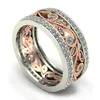 ジルコンローズゴールドフラワーエンゲージリング女性ファッションジュエリーラインストーン女性のための結婚指輪