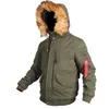 Herrdun 2022 N2B-stil flygjacka Herr Army Fur Hood Parka Military Bomber Coat Vintertjock