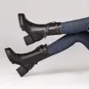 Été Chunky Chelsea Bottes Hautes Femmes 2022 Nouveaux Chaussures À Talons D'hiver Mode Sexy Chaud Cheville Designer Pompes À Lacets Dames Sport Plate-Forme Talon Noir Cuir PU