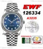 EWF tylko 126334 A3235 Automatyczne męskie Watch 41 Fled Bede Blue Diamond Markery Jubileesteel Bransoletka Super Edition Free Series Card PureTime F6