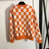 Kvinnors tvåbitar byxor Set Wool Knit Orange tröja Lady Tracksuit Hoodie Kontrollerad tröja set broderad rund nacke pullover långärmad