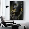 Pintura em tela preto ouro mulher africana retrato impressão cartaz da arte da parede fotos para sala de estar decoração casa sem moldura