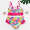 Dziewczyny Swimsuit Kids stwor kąpielowy urocze druk dla dzieci zestawy bikini w stylu ruffy dzieci plaża