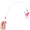 Cat Toys 3PCS Interactive Teaser Faux Feather Bendable Steel Wire Kitten Wand Pet Playing Toy Stick Pom Training Exercise