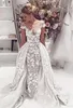 Robes de mariée sirène à manches cape avec surjupe 2022 dentelle illusion applique dos ouvert jardin plage robe de mariée vestiti da sposa a sirena