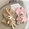 Cartoon Bear Plush Kids Scarf Cross Collar Boys Girls Scarf Imitation Rabbit Fur Winter Warm Children Scarves Gift