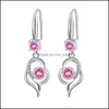 Fascino Cuore Charms S925 Timbro Orecchini Sier Blu Rosa Bianco Zircone Orecchino Gioielli Cristallo lucido Nappa Cerchi Piercing F Dhseller2010 Dh3U9