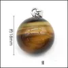 Pendant Necklaces Natural Stone Pendant 18Mm Tiger Eye Ball Quartz Pendants Necklace Jewelry For Women Men Rope Chain Dr Dhseller2010 Dhxv6