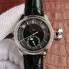 Les hommes regardent la complication chronographe mécanique automatique pour le cadran noir STRAPE DE CUIR LUMON 1 RÉPLICA