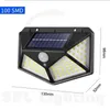 Solar Street Light Outdoor 100 LED Sensor Motion Light 3 Modos Lâmpada sem fio IP65 Parede à prova d'água