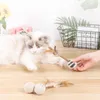 Cat Toys Kapmore 1pc Feather Decor Wand Toy Rattan Teeth Cleaning Teaser Chew Ball Interactive Pet Supplies