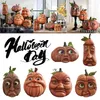 Decoração de partidos, estátua expressiva de abóbora Halloween Pumpkin Freak Six Combination Pumpkin Geek Layout Props Halloween Garden Art #PY 220908