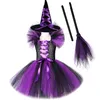 Ocas￵es especiais Vestido de bruxa tutu para meninas Trajes de Halloween Carnival para crian￧as roupas de cosplay