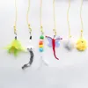 Juguetes Cat Wand Wall Hanging Kitten Teaser Pet Toy entretenimiento con recargas Feather para hacer ejercicio