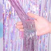 Decoração de festa Bacharel em cortinas de pano de fundo Glitter Tinsel Fringe Fringe Curtain Shimmer Wedding Wall Wall