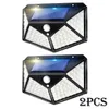 1/2/4 stks 100 LED Solar Wall Lights Outdoor Solar Lamp PIR Motion Sensor Zonage Powered Sunlight Street Light voor tuinlicht