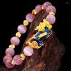 Strand Fashion Pink Opal Crystal Bracelets For Women Girls Descoloração Bravo Tropas Lucky Energy Drop