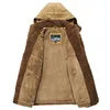 Erkek ceketler orta uzunluk artı kadife kalın pamuklu ceket kış kapüşonlu parka şapka çıkarılabilir ceket erkek jaqueta maskulina boyutu 6xl 220908
