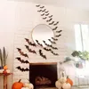 Party Decoration 122448PCS PVC 4D Halloween Bat Wall Stickers Halloween Dekorationer Livtro svarta fladdermöss Läskiga rekvisita DIY Hemrum Väggdekaler 220908