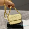 2022 New Fashion Womens Classic Mini Flap Vanity Vics with Chain GHW Crossbody Commetic Casmetic Case Casemetic Yellow White Pink Black Outdoor Card Pres