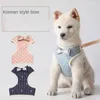 Dog Collars Small Dogs Pets Harness Collar Solid Color Adjustable Bow Padded Vest Harnesses With Leashes For Puppy Supplies