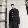 Hommes Vestes Hommes Revers À Lacets Conception Lâche Casual Net Célébrité Streetwear Mode Vintage Noir Foncé Veste Courte Mâle Scène Vêtements Manteau