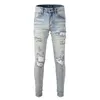 Jeans de designer de 20sss jeans angustiados motociclistas slim fit motocoticle jeans para homens de moda jean mans calças derramar hommes #856