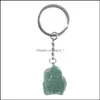 Keychains Natural Rough Stone Quartz Keychain Ring For Women Men Handbag Hangle Car Key Holder Mineral Keyring Jewelry D Dhseller2010 Dhxph