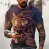 T-shirt da uomo Estate Moda di strada Simpatico modello tigre Stampa 3D T-shirt universale maschile/femminile Personalità versatile Allentata Oversize