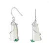 Dingle örhängen hög kvalitet 925 Sterling Silver Drop Natural White Jade Woman Party Jewelry for Gift4265921