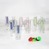 Hookahs Ny designglasaska catcher med downstem 14mm Joint Glass Recycler Bongs Water Pipes 4 Färger Silikonoljebehållare