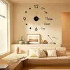 3D väggklocka Lysande ramlösa väggklockor DIY digitala klistermärken Silent For Home Living Room Office Decor 908