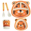 Set Baby Prato Treinamento Talheres Crianças Bonito Dos Desenhos Animados Alimentação Pratos de Comida Crianças Louça com Tigela Copo Colher Garfo Placa LJ2011104999025