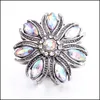 Other Retro Flower Crystal Snap Button Jewelry Components Sier 18Mm Metal Snaps Buttons Fit Bracelet Bangle Noosa B1232 Dhseller2010 Dhnyk