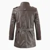 Men's Leather Faux Oumor Autumn Fashion Long Warm Fleece Jacket Coat Winter Casual England Style Vintage Parkas 220908