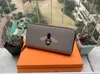 Moda Mulheres Bolsa de Embreagem Palina PU PU PULHA ZPIPE zapper Lady Ladies Long Classical Burse With Box Card 60017 Top